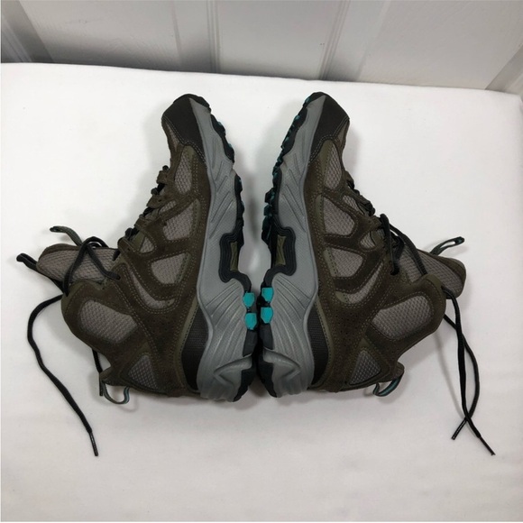 Columbia Omni Tech BL3638365 Leather Mesh Green Grey Women Hiking Boots 7 - Picture 4 of 9